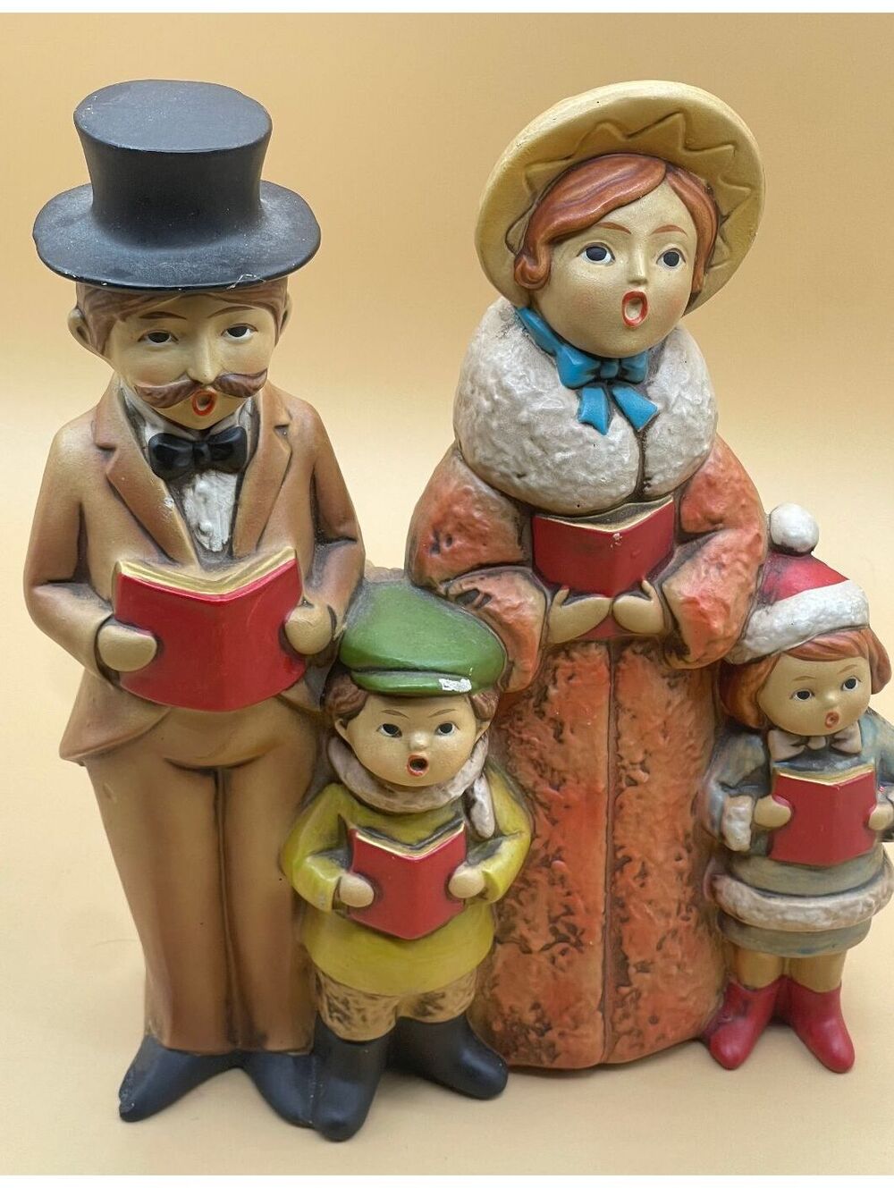 Vintage Family Carolers Figurine Set with 4 Singing Characters 1960s